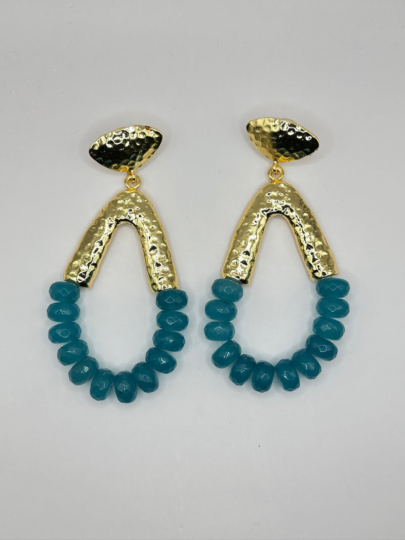 Arete U Drop Agata Azul