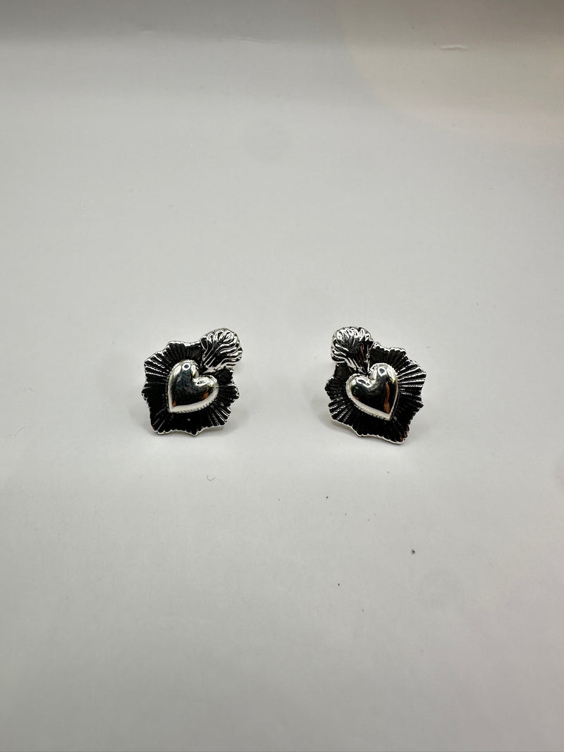 Aretes Mini de Sagrado corazon Plata
