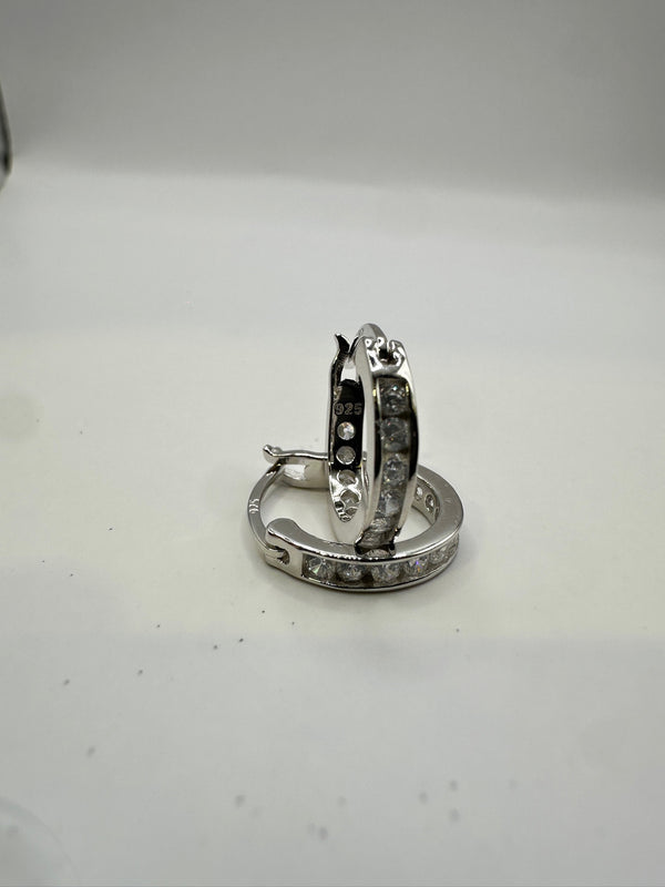 Encased Crystals Silver Hoop
