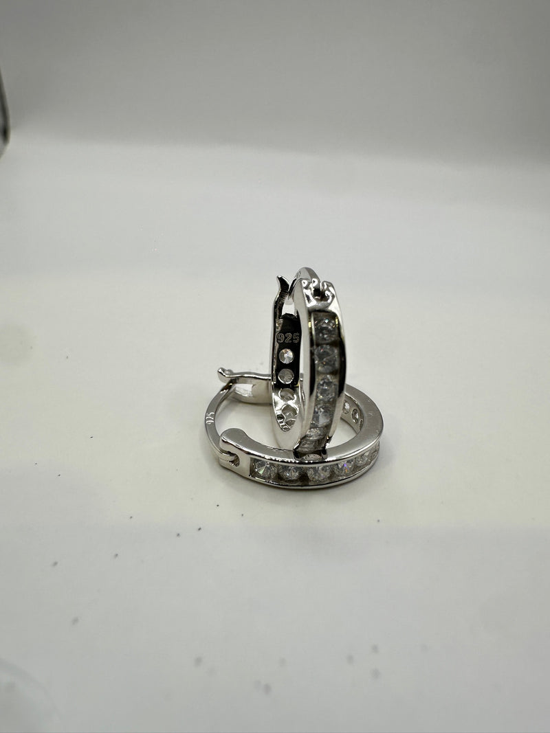 Encased Crystals Silver Hoop