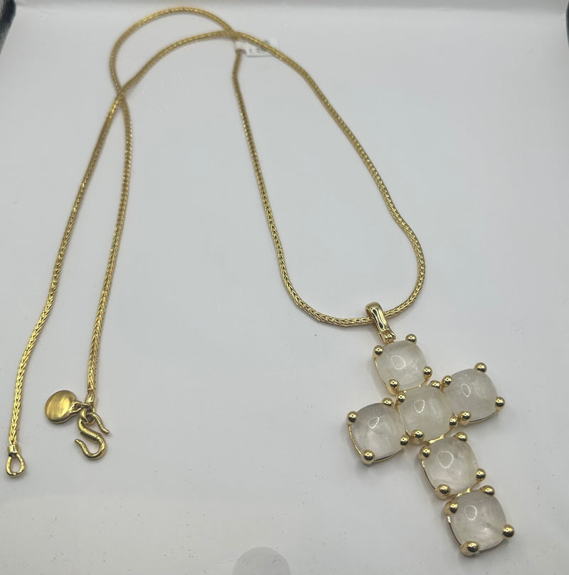 Cadena Cruz Moonstones Larga
