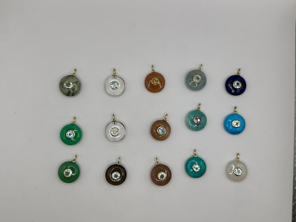 Oversize Skittle Center Gem Charms Multistones