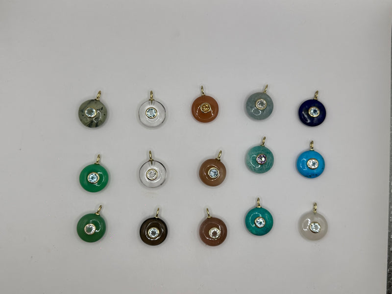 Oversize Skittle Center Gem Charms Multistones