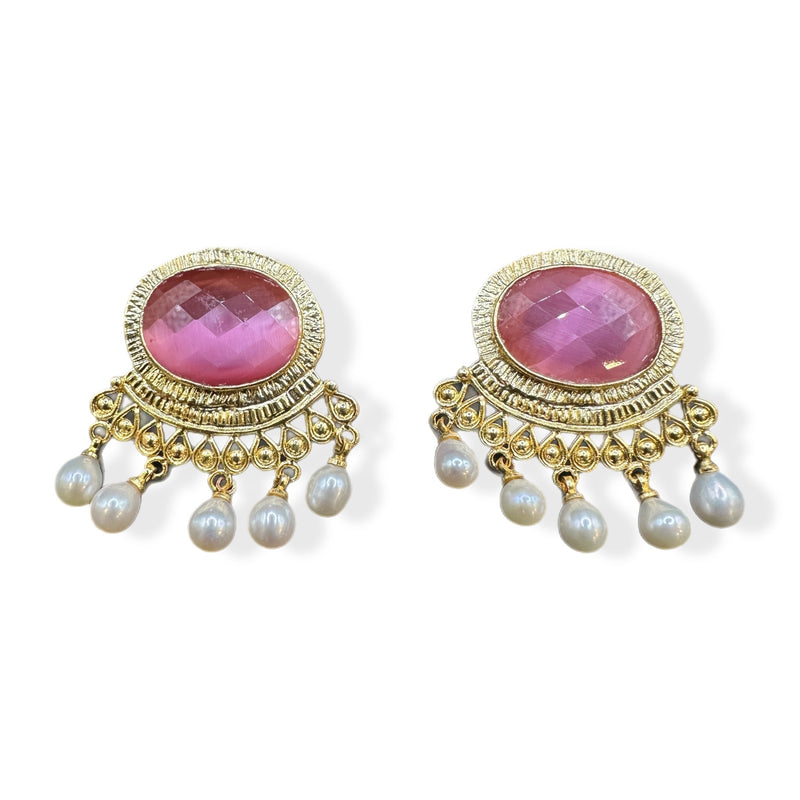 Aretes Ovalados con PErlas