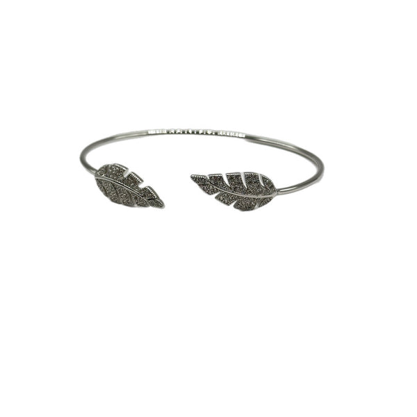 Double Pave Leaf Cuffs Brass 5972 Gold. 5971 Silver