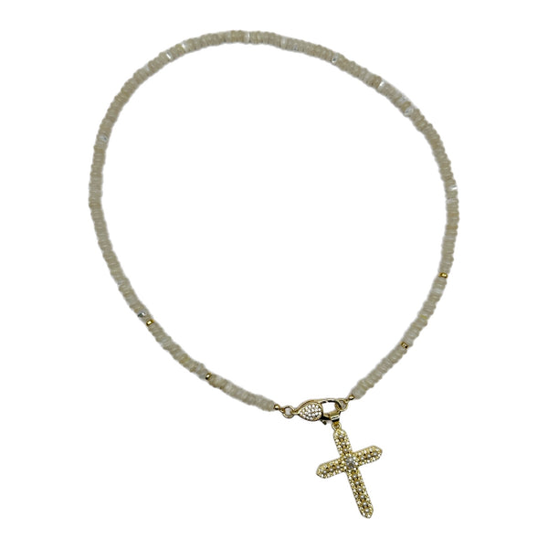 Mother of Pearl & Cross Necklace
