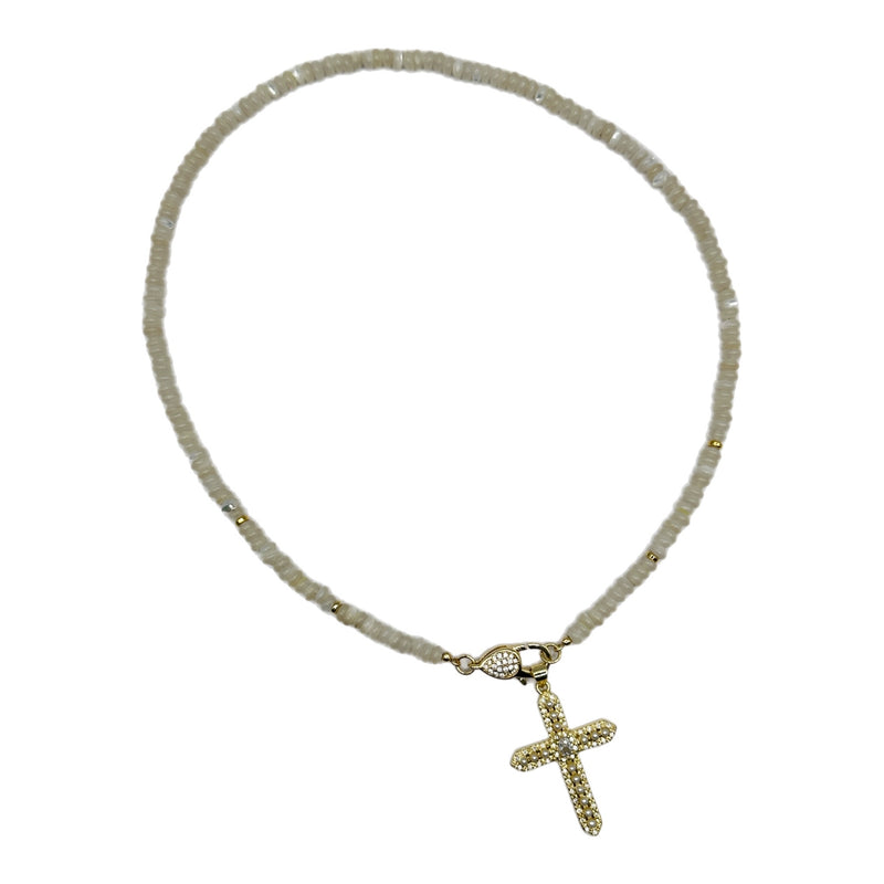 Mother of Pearl & Cross Necklace