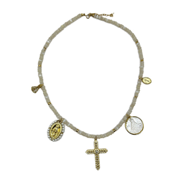 Multi Pendant Mop Necklace Choker