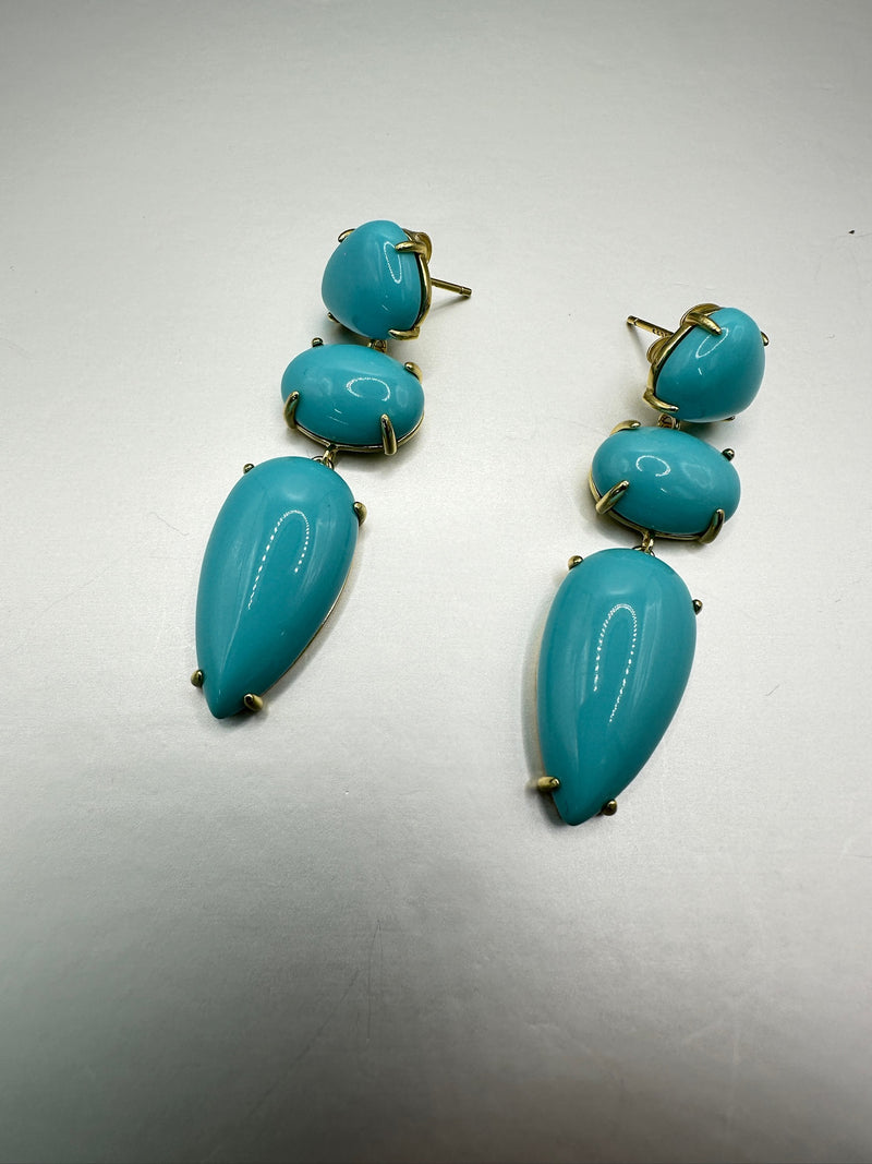 Turquoise 3 Stage Dangle Earrings Luxe