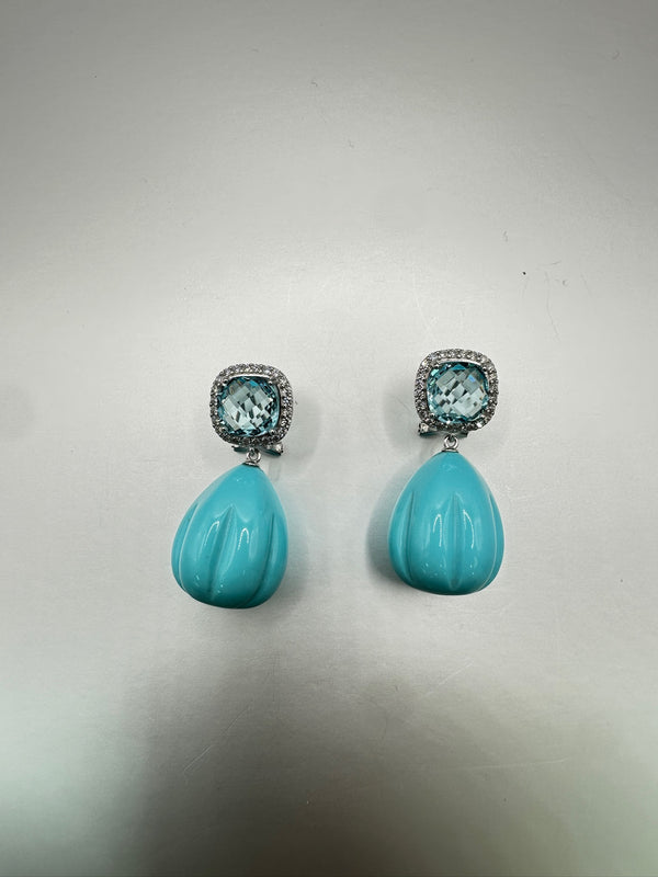 Resin Turquoise Blue Topaz Dangle Earrings omega