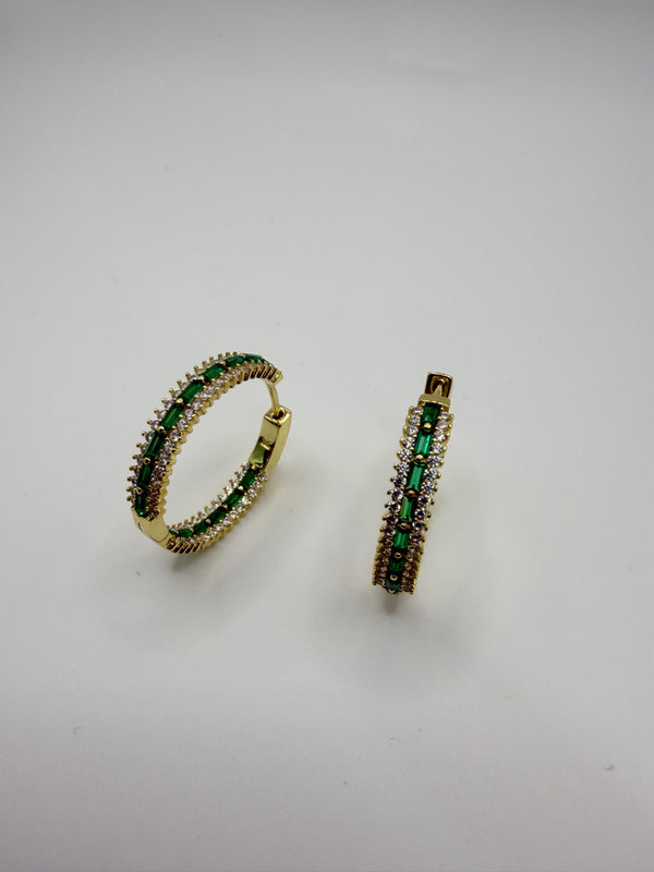 Baguette Lined Med Hoop 3 colors