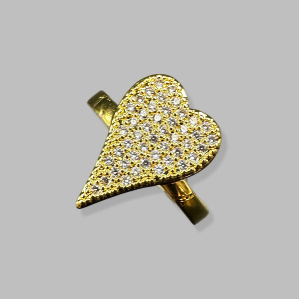 Anillo corazon pave largo