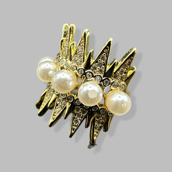 Anillo Puas Y Perlas