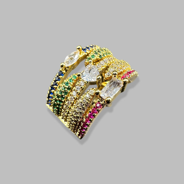 Anillo 4 Colores Pave y cristales