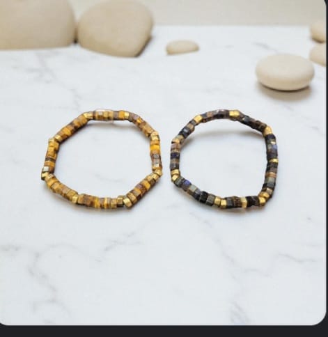 Pulsera Ojo de Gato con Cobre y baño de oro