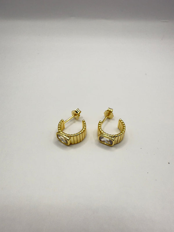 Coil Crystal Small C Hoops Plata
