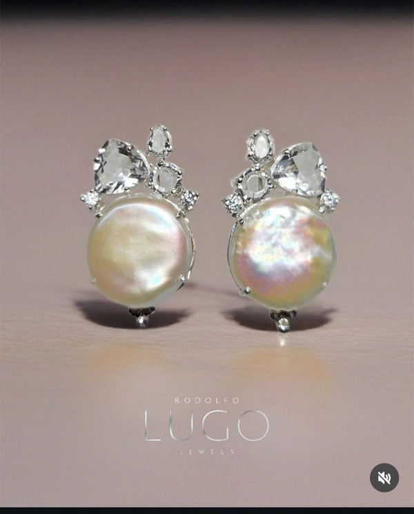 Aretes Barroca Cuarzo Cristal
