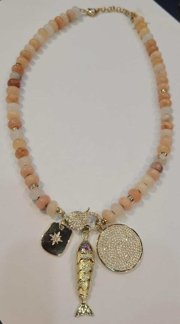 Collar Agatas Con Dijes D pez