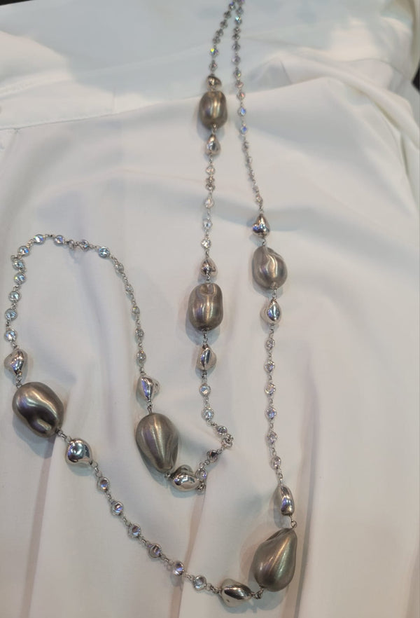 Collar barroca shape satin plateado