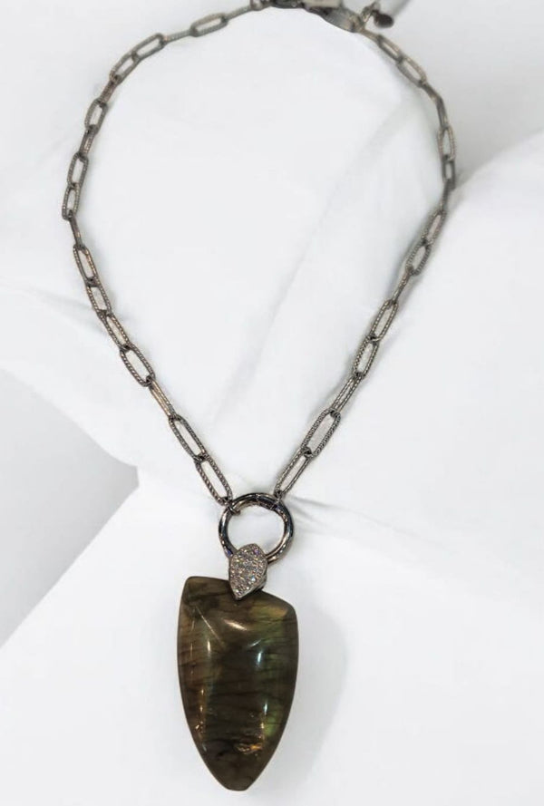 Cadena Stainless Con dije de labradorita