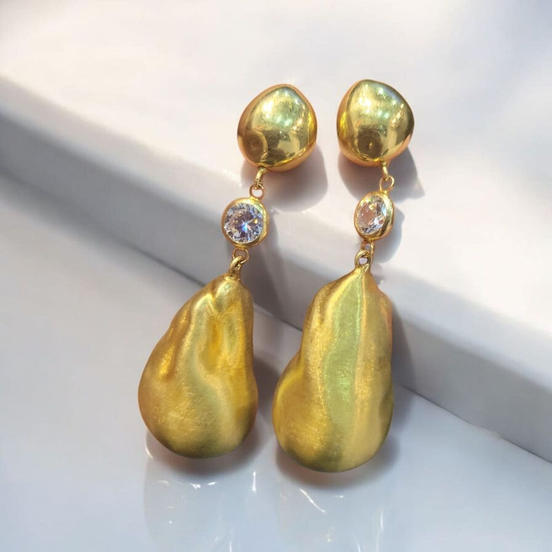 Arete Forma Barroca Satin Dorado plata