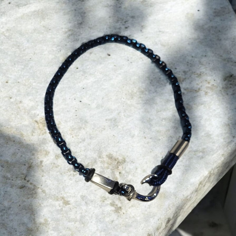 Pulsera azul anzuelo caballero