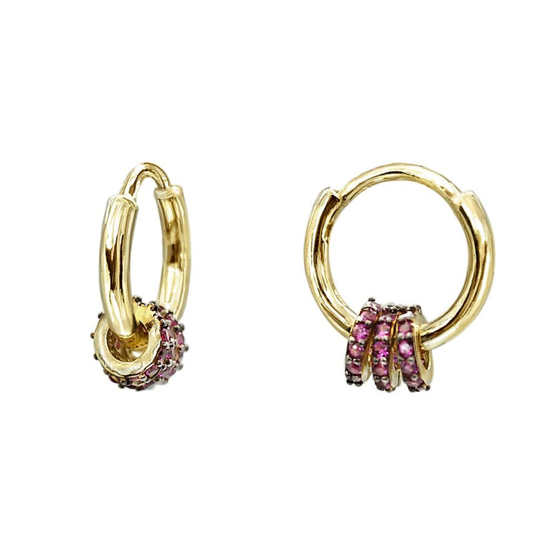 Triple Pave Cz Mini Hoops