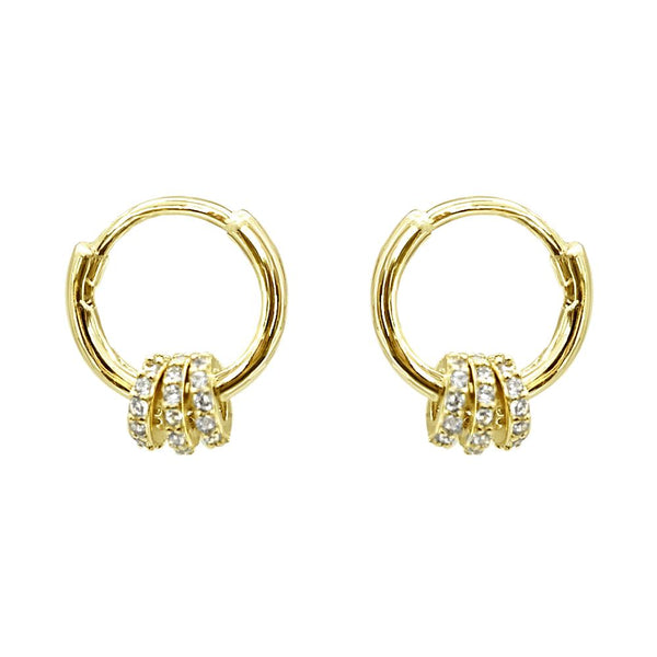 Triple Pave Cz Mini Hoops