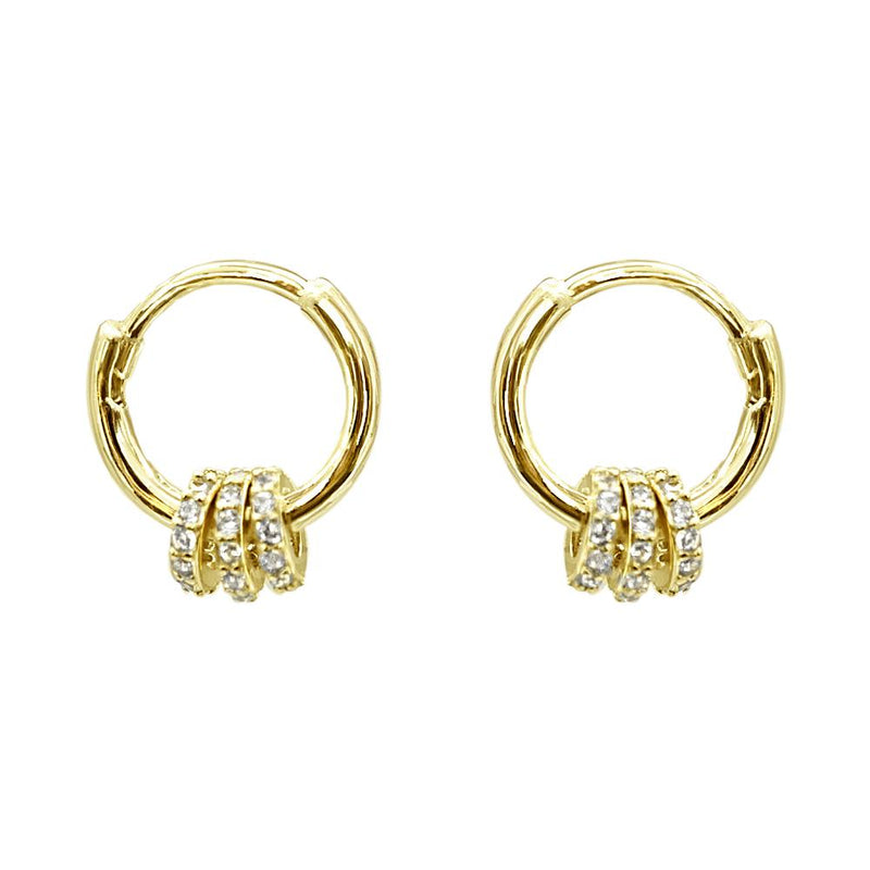 Triple Pave Cz Mini Hoops