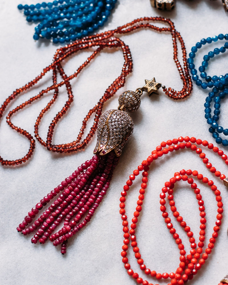 Red Garnet Tassel Necklace