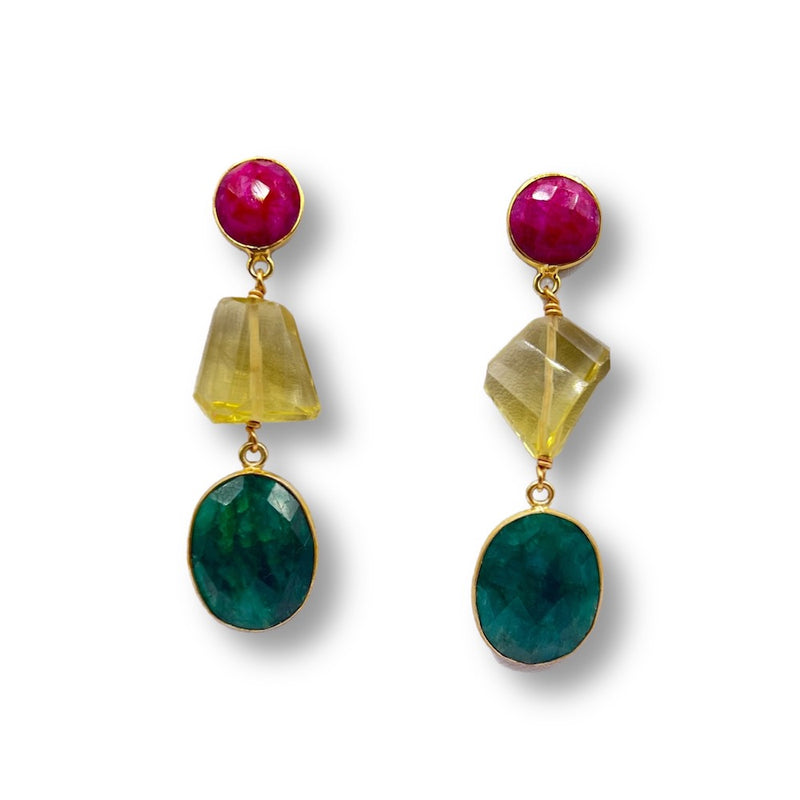 African Emerald Dangle Earrings