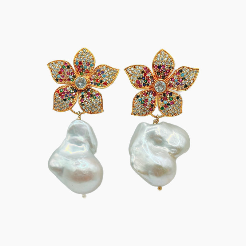 Multicolor Crystal Blossom Earrings