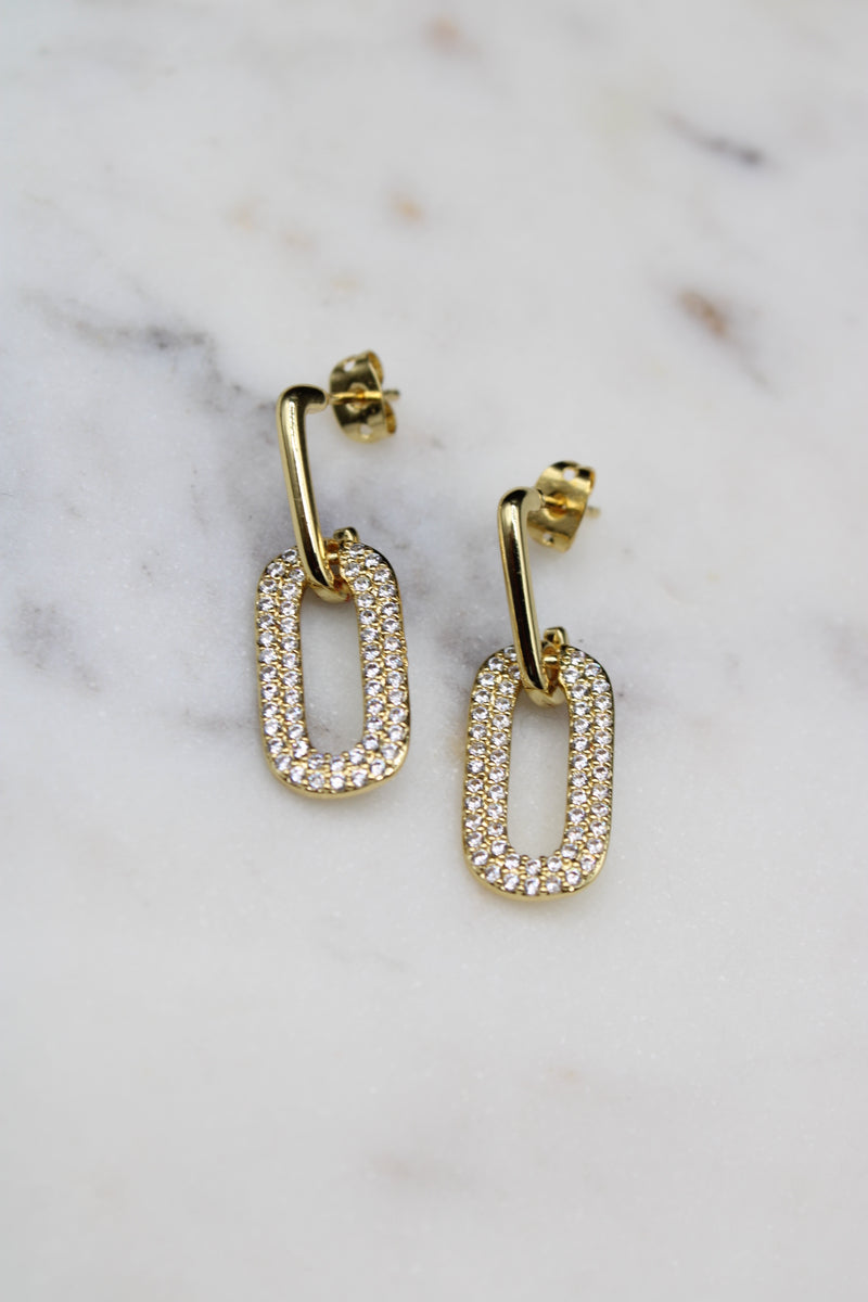 Oval Pave Post Earrings