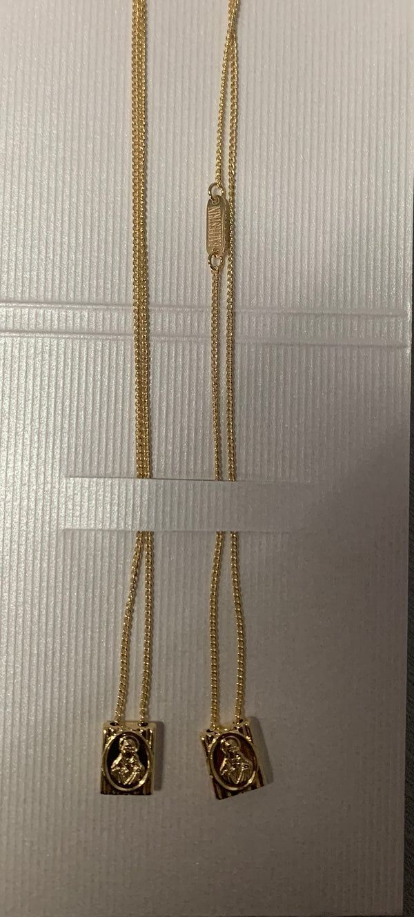 Escapulario Cuadrado Mediano de Cadena Baño de Oro
