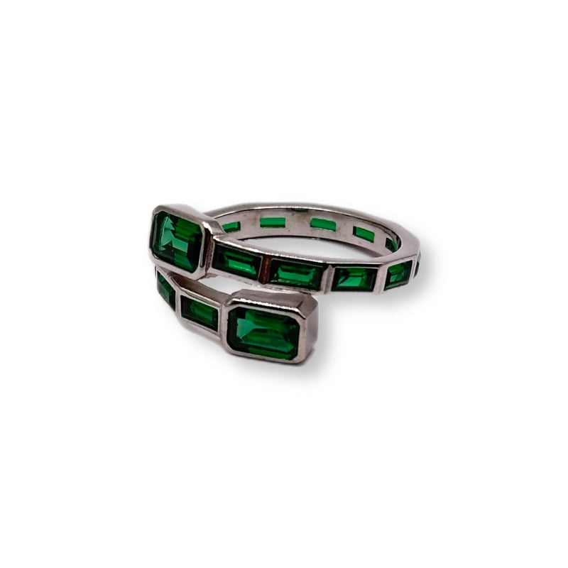 Baguette Round Green Ring