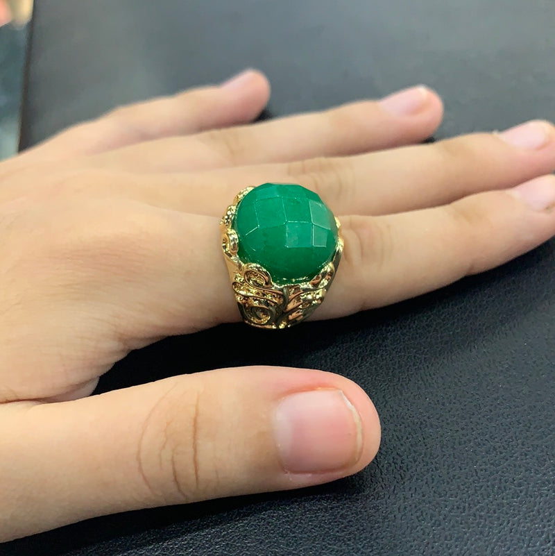 Green and blue stone with gold ring 33121