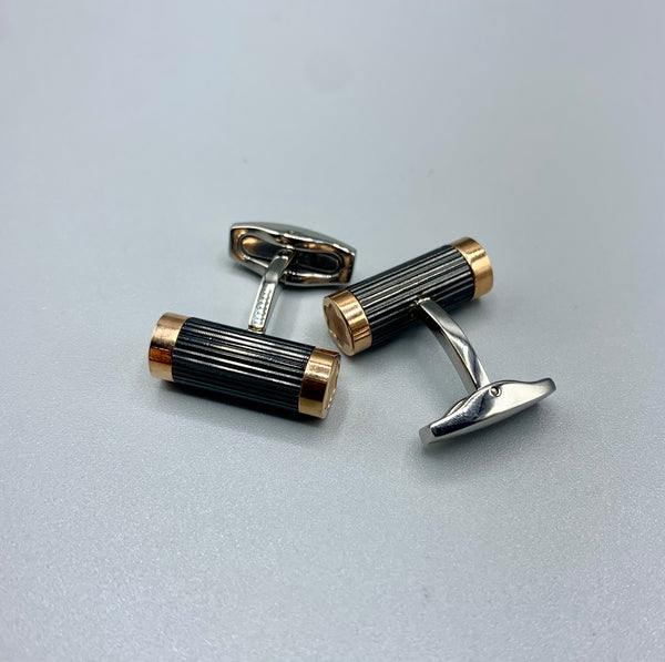 Mancuernillas Rose Gold Con Negro Tabular