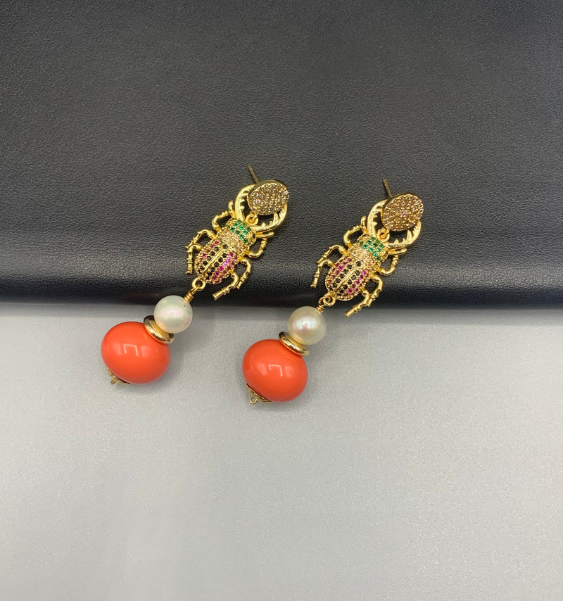 Rainbow Beetle Earrings