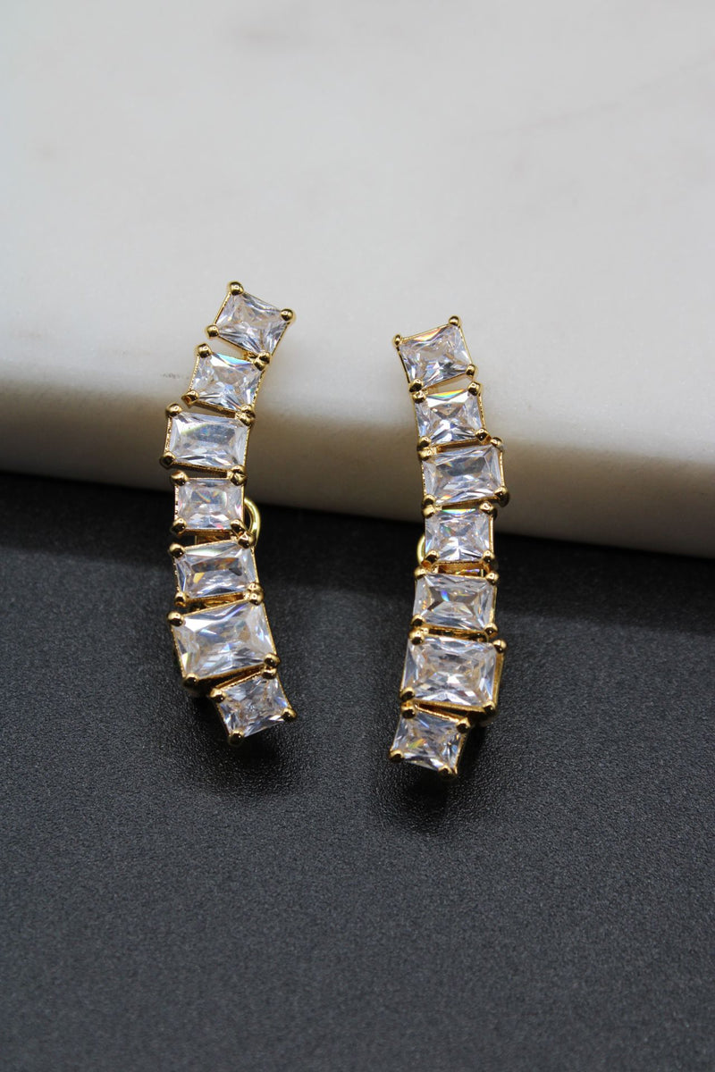 Rectangle Crystal UP Earrings