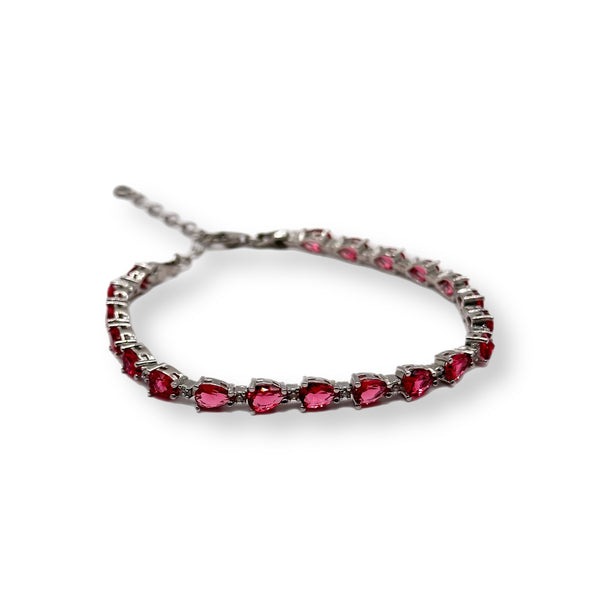 Pear Red Crystal Tennis Bracelet