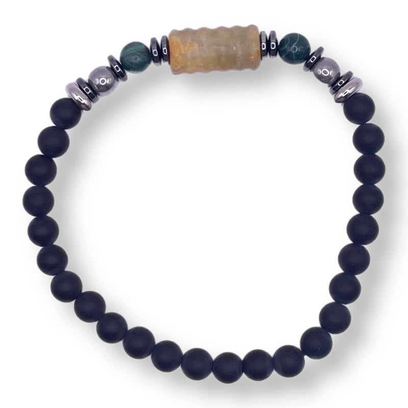 Jade Cylinder & Malachite Bracelet