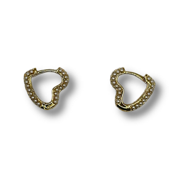 Heart Pearl Mini Hoops