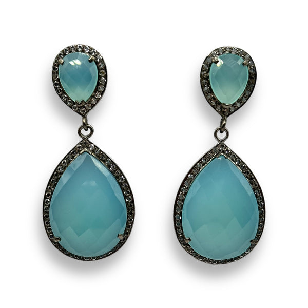 Chalcedony Night Earrings