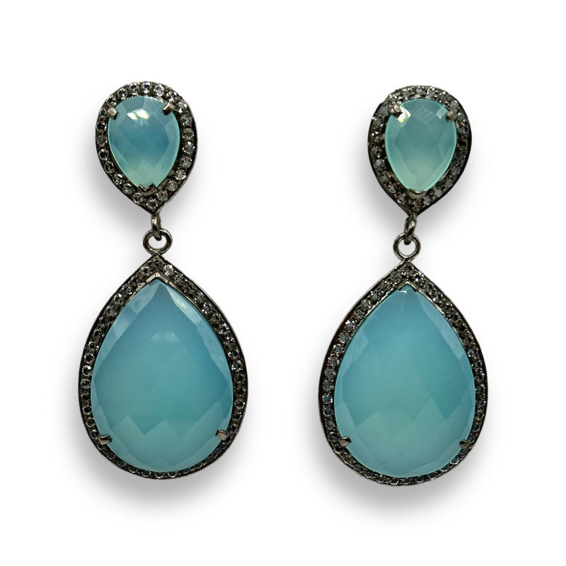 Chalcedony Night Earrings